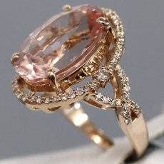 画像4: K18PGモルガナイトダイヤモンドリング M9.00 D0.47 #12 ソーティング (4)