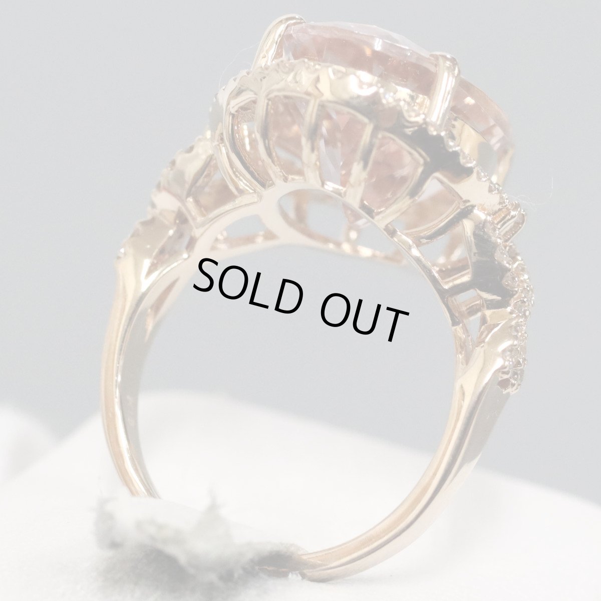 画像5: K18PGモルガナイトダイヤモンドリング M9.00 D0.47 #12 ソーティング (5)