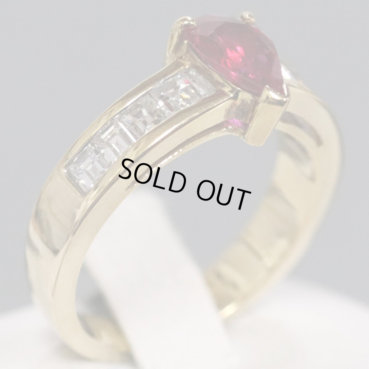 画像2: K18ルビーダイヤモンドリング R0.67 D0.57 5.2g #10.5 (2)