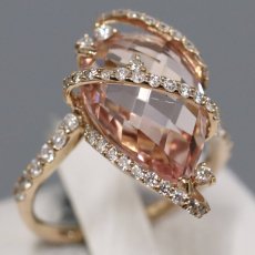 画像1: K18PGモルガナイトダイヤモンドリング M5.83 D0.45 4.2g #11 鑑別書 (1)