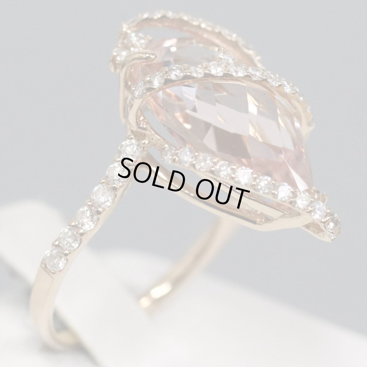 画像3: K18PGモルガナイトダイヤモンドリング M5.83 D0.45 4.2g #11 鑑別書 (3)