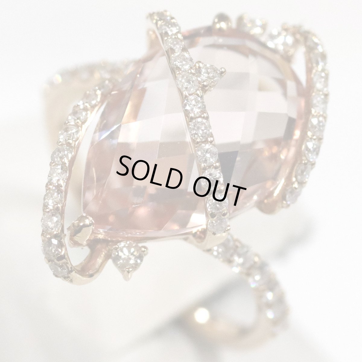 画像4: K18PGモルガナイトダイヤモンドリング M5.83 D0.45 4.2g #11 鑑別書 (4)