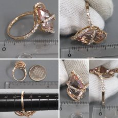 画像8: K18PGモルガナイトダイヤモンドリング M5.83 D0.45 4.2g #11 鑑別書 (8)