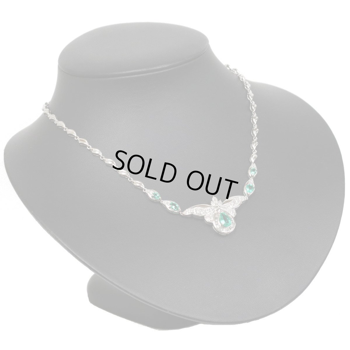 画像1: Pt900/Pt850エメラルドダイヤモンドネックレス E2.29 D1.44 30.5g 38cm (1)