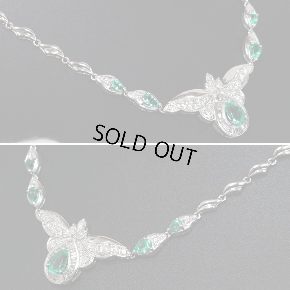 画像2: Pt900/Pt850エメラルドダイヤモンドネックレス E2.29 D1.44 30.5g 38cm (2)