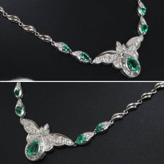 画像2: Pt900/Pt850エメラルドダイヤモンドネックレス E2.29 D1.44 30.5g 38cm (2)