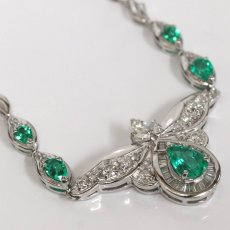 画像3: Pt900/Pt850エメラルドダイヤモンドネックレス E2.29 D1.44 30.5g 38cm (3)