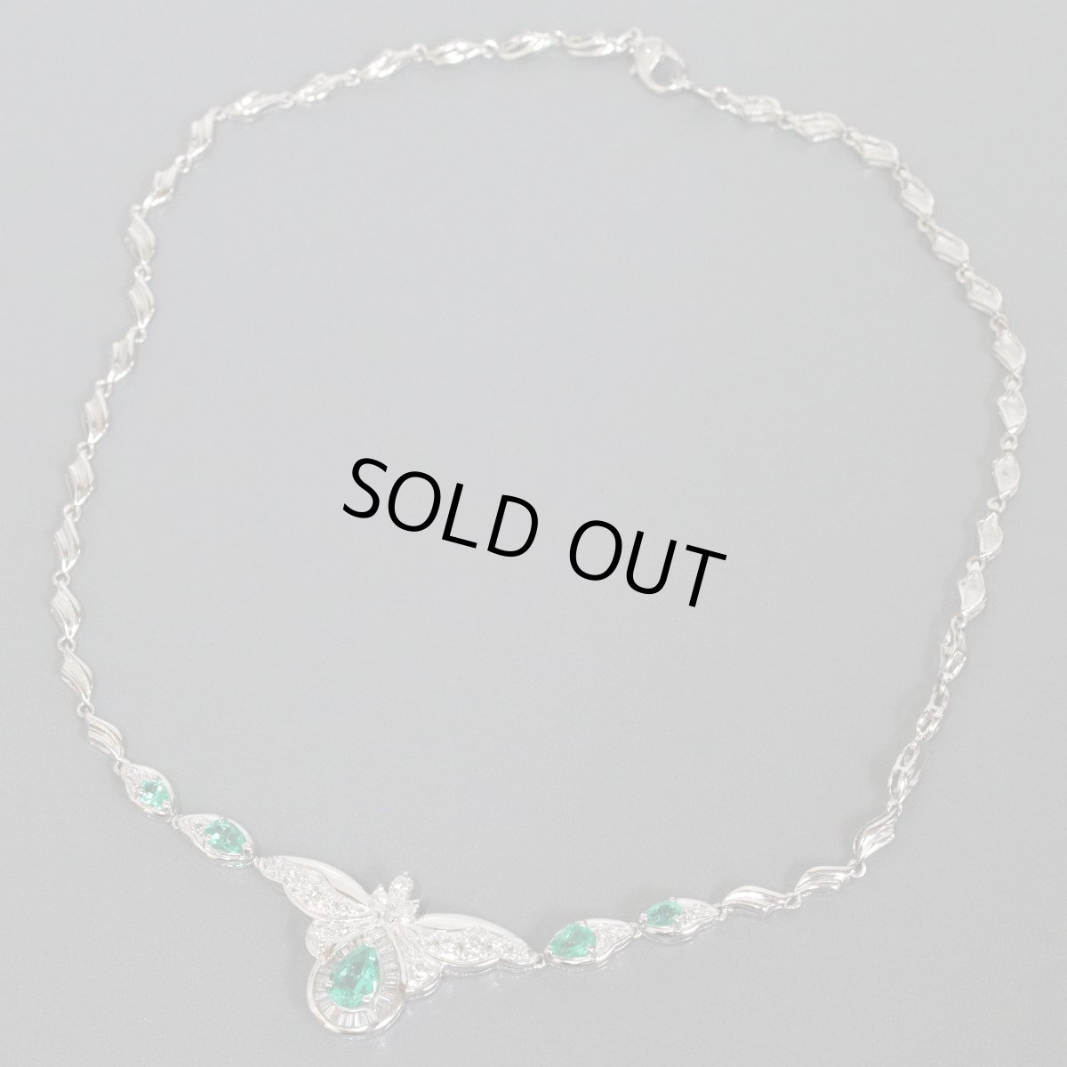 画像5: Pt900/Pt850エメラルドダイヤモンドネックレス E2.29 D1.44 30.5g 38cm (5)