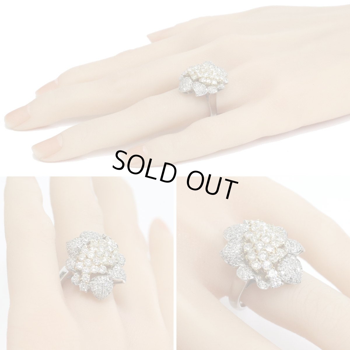 画像10: Pt900/K18ダイヤモンドリング フラワーモチーフ D2.30 13.7g #12.5 (10)