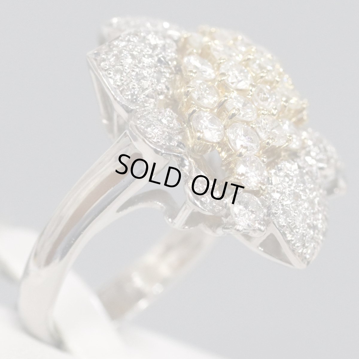 画像3: Pt900/K18ダイヤモンドリング フラワーモチーフ D2.30 13.7g #12.5 (3)