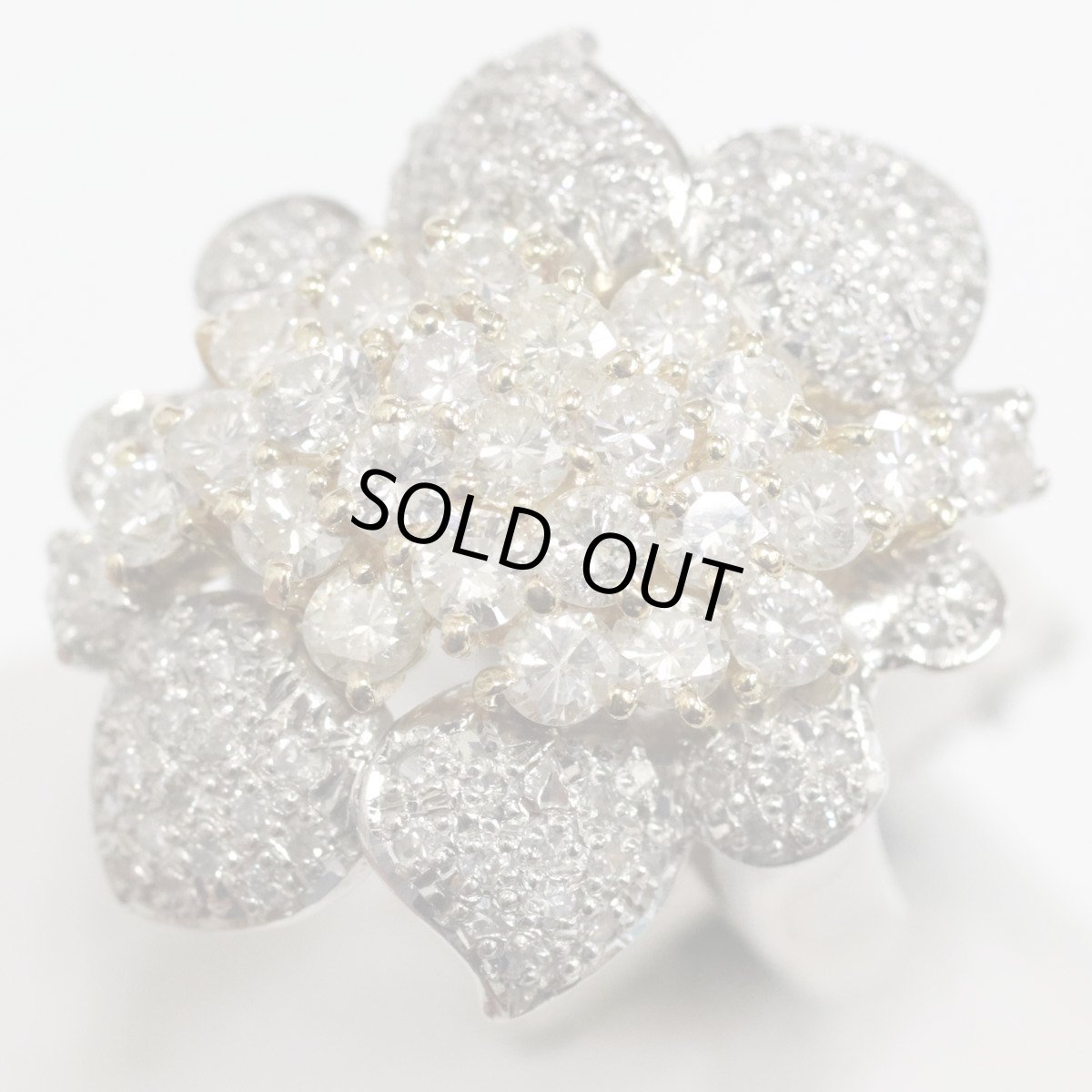 画像4: Pt900/K18ダイヤモンドリング フラワーモチーフ D2.30 13.7g #12.5 (4)