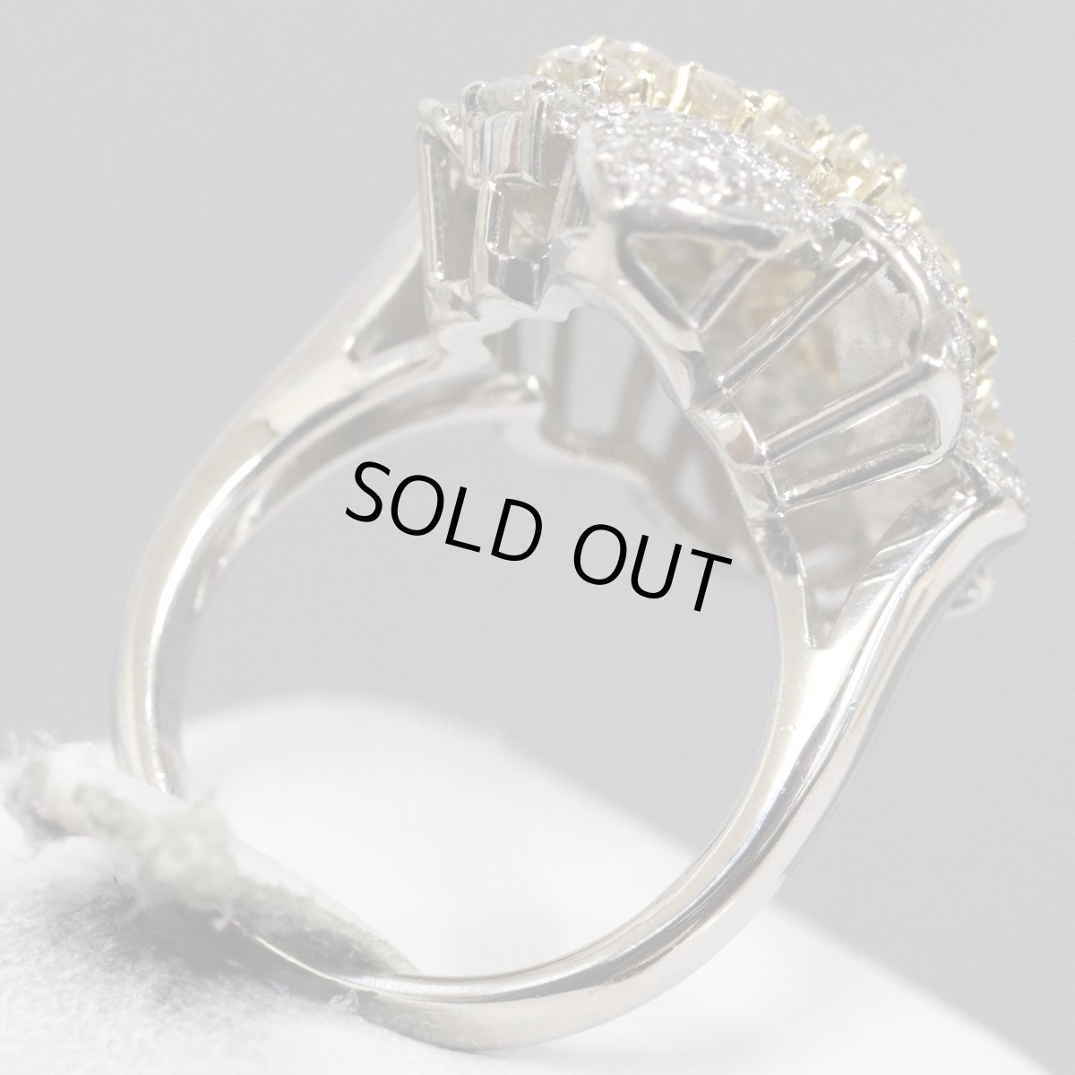 画像5: Pt900/K18ダイヤモンドリング フラワーモチーフ D2.30 13.7g #12.5 (5)