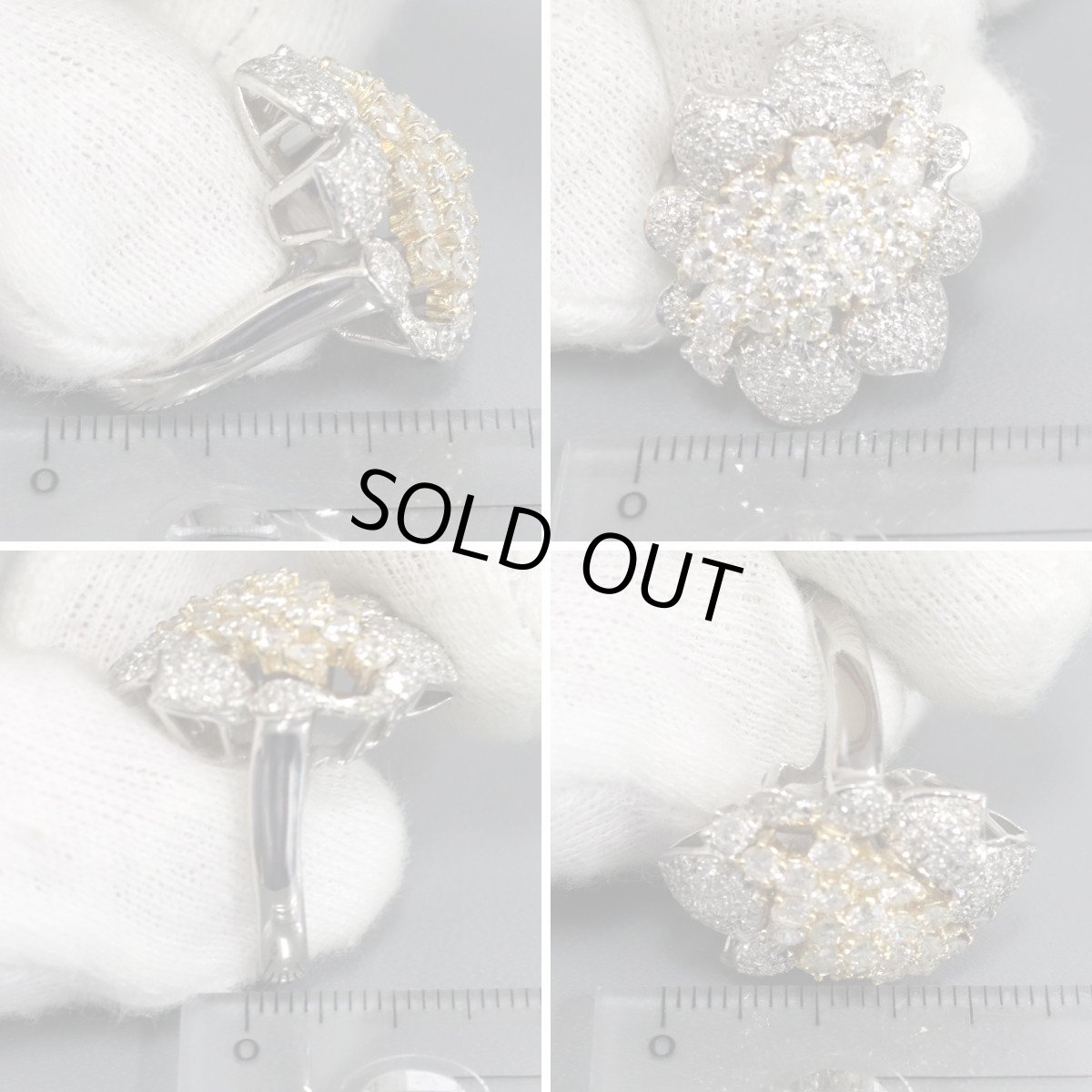 画像9: Pt900/K18ダイヤモンドリング フラワーモチーフ D2.30 13.7g #12.5 (9)