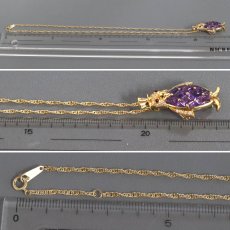 画像9: 18K/K18アメジストダイヤモンドルビーペンダント ペンギンモチーフ AM3.77 D0.22 R0.08 11.0g 40cm (9)