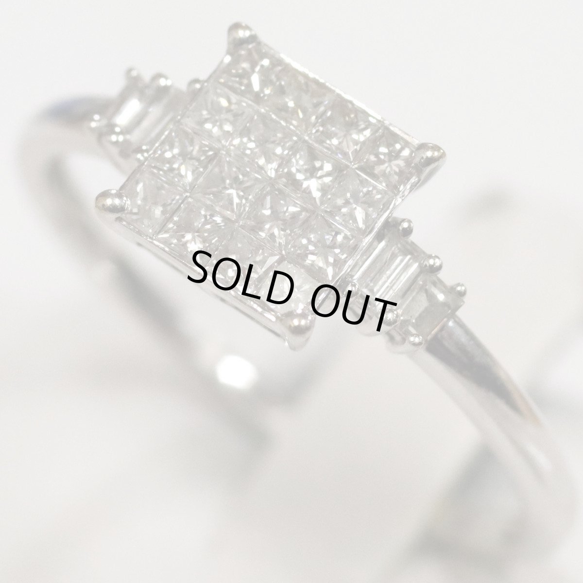 画像3: K18WGダイヤモンドリング プリンセスカット D0.55 2.3g #17.5 (3)