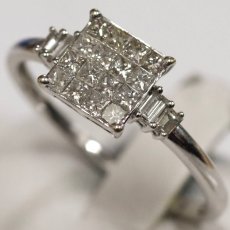 画像3: K18WGダイヤモンドリング プリンセスカット D0.55 2.3g #17.5 (3)