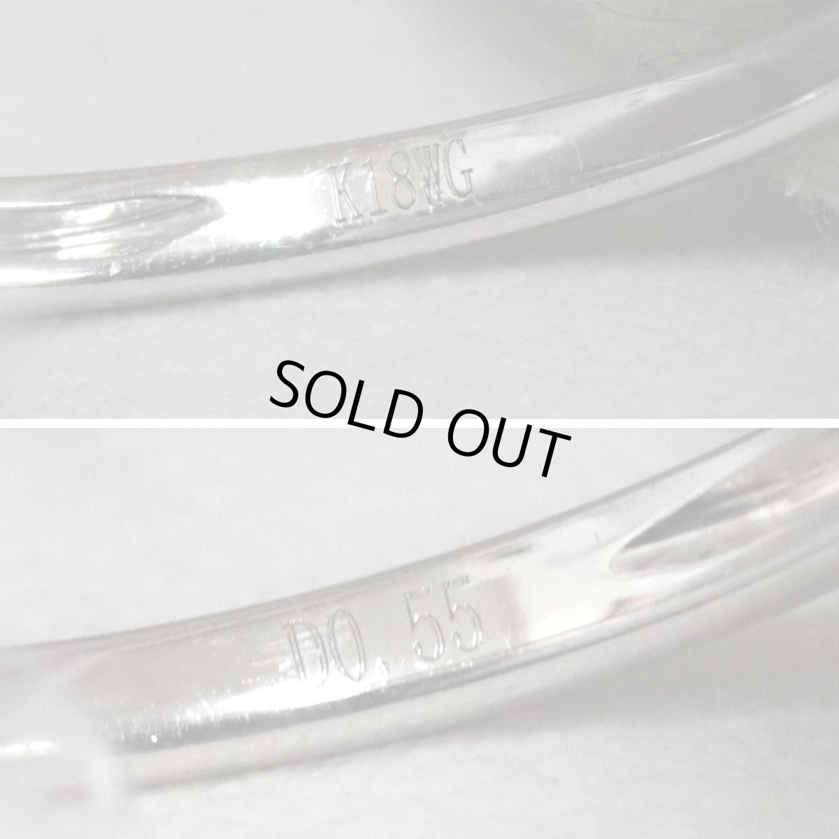 画像7: K18WGダイヤモンドリング プリンセスカット D0.55 2.3g #17.5 (7)