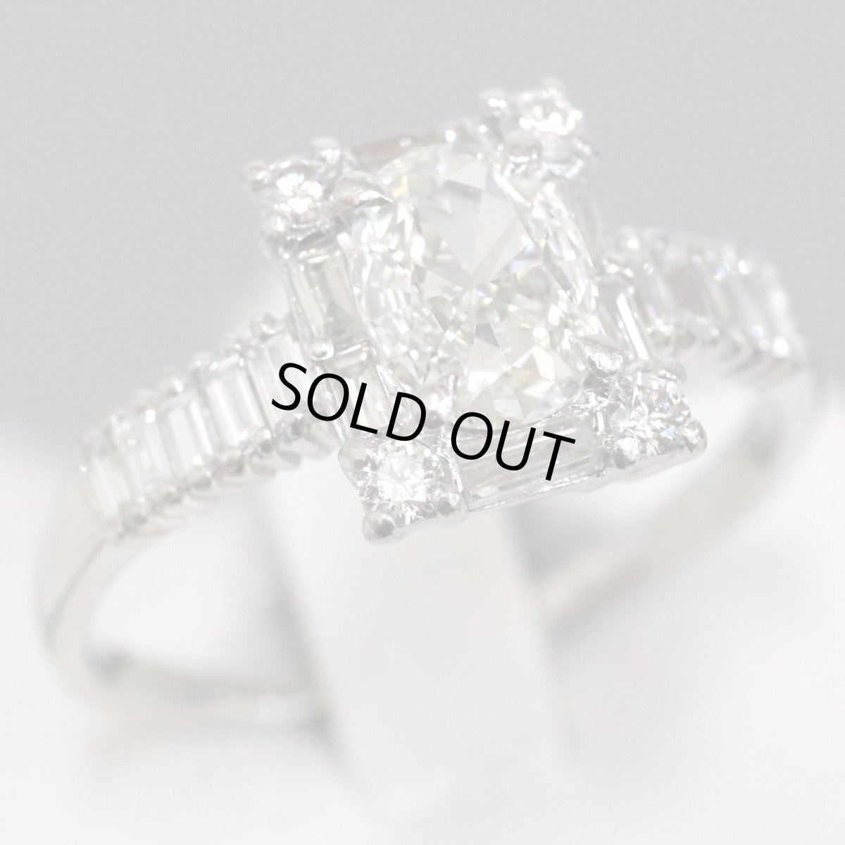 画像1: Pt900ダイヤモンドリング D0.761 D0.81 4.8g #17.5 (1)