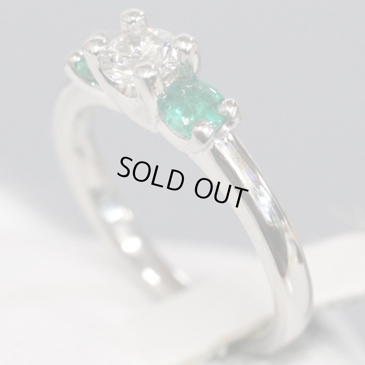 画像2: Pt900エメラルドダイヤモンドリング E0.29 D0.331 4.7g #9.5 (2)