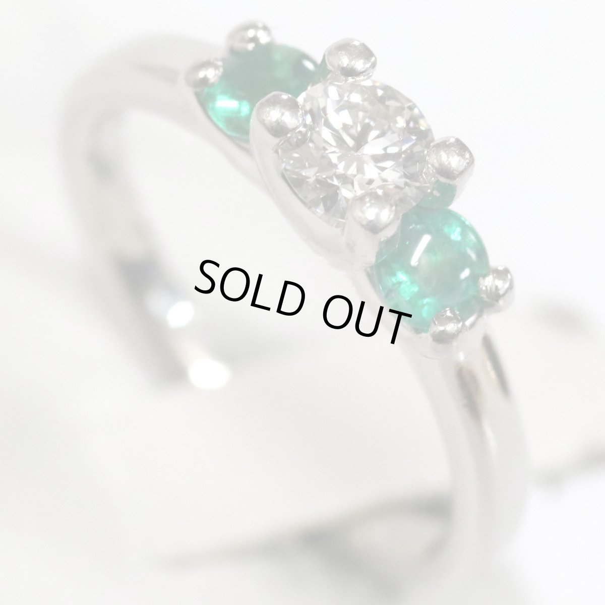 画像3: Pt900エメラルドダイヤモンドリング E0.29 D0.331 4.7g #9.5 (3)