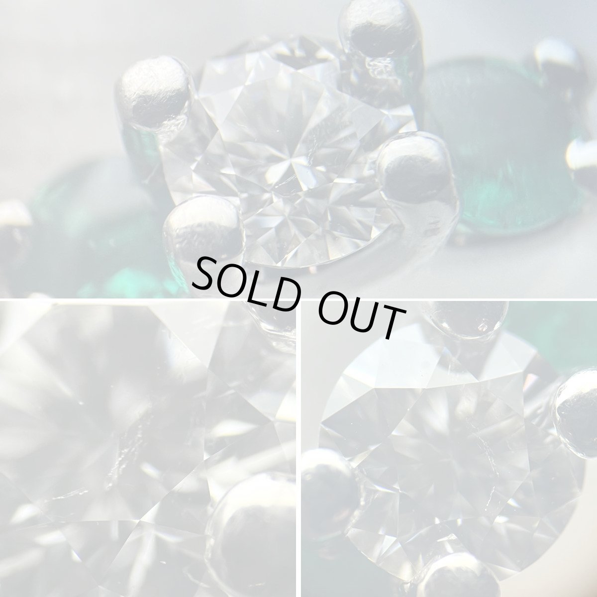 画像4: Pt900エメラルドダイヤモンドリング E0.29 D0.331 4.7g #9.5 (4)