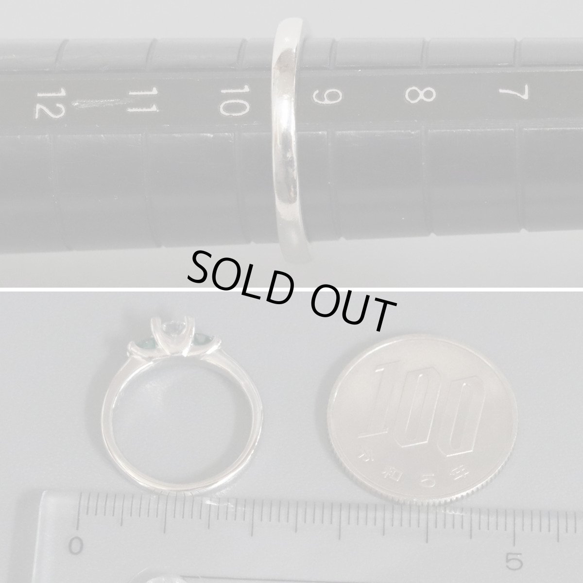 画像7: Pt900エメラルドダイヤモンドリング E0.29 D0.331 4.7g #9.5 (7)