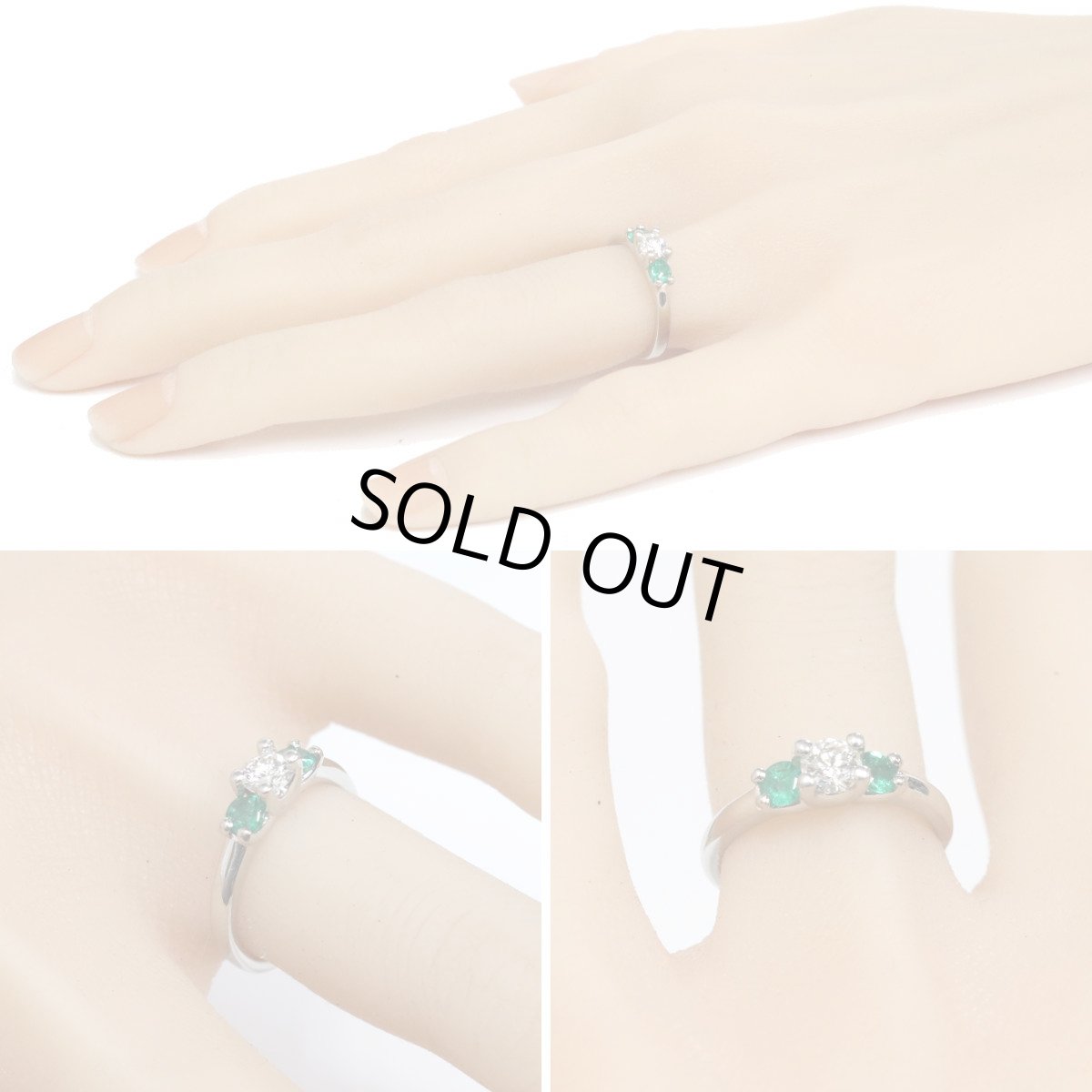 画像9: Pt900エメラルドダイヤモンドリング E0.29 D0.331 4.7g #9.5 (9)