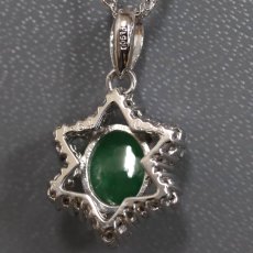 画像5: Pt900/Pt850ヒスイダイヤモンドペンダント ヒスイ1.64 D0.22 5.1g 42cm (5)