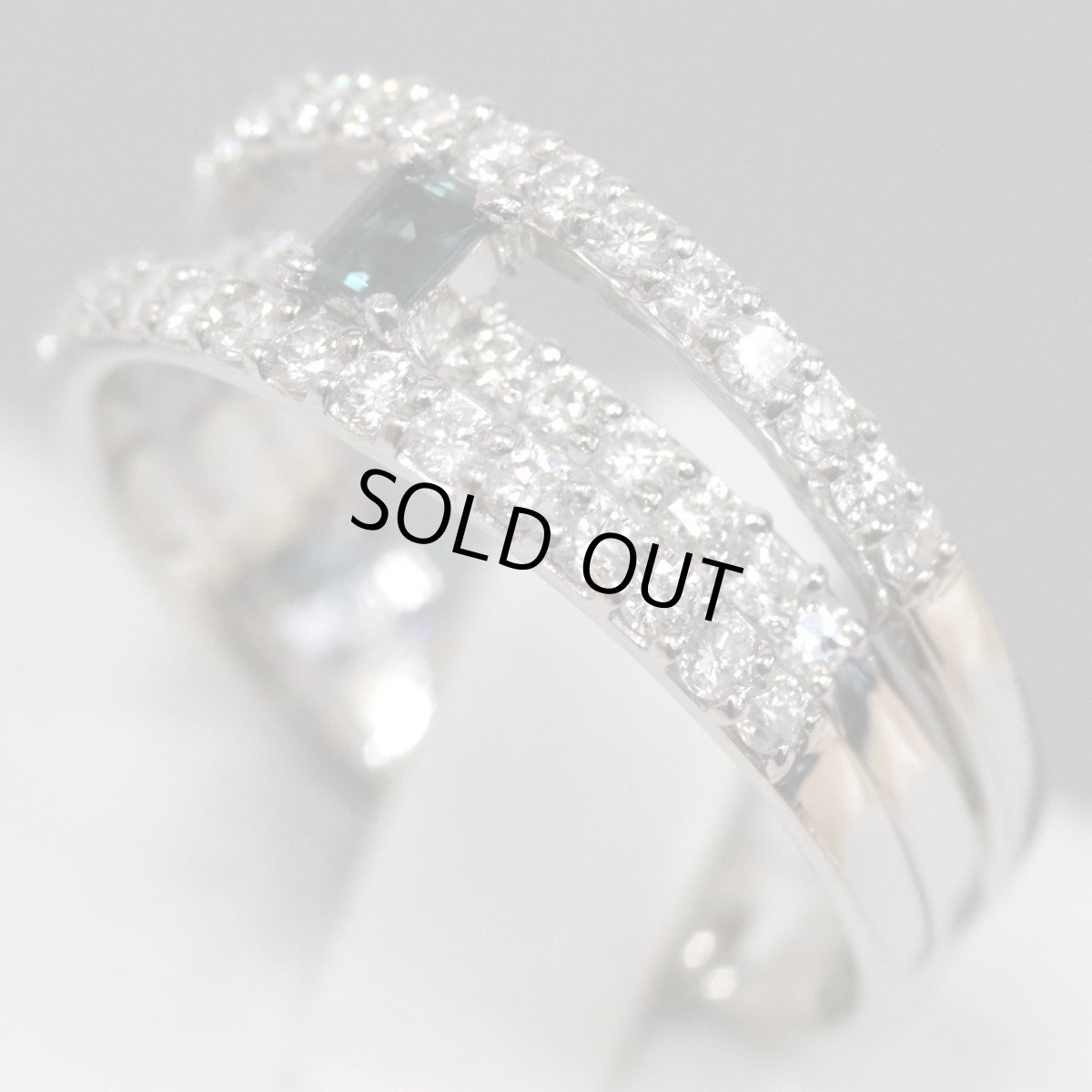 画像2: Pt900アレキサンドライトダイヤモンドリング A0.09 D0.56 4.9g #11 (2)