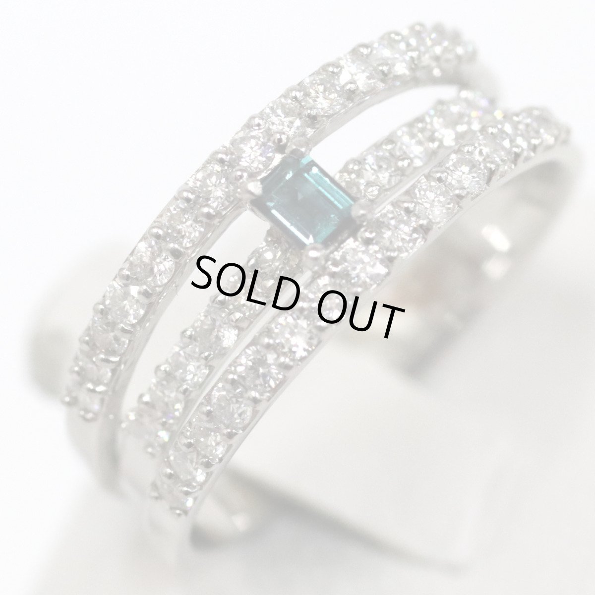 画像3: Pt900アレキサンドライトダイヤモンドリング A0.09 D0.56 4.9g #11 (3)