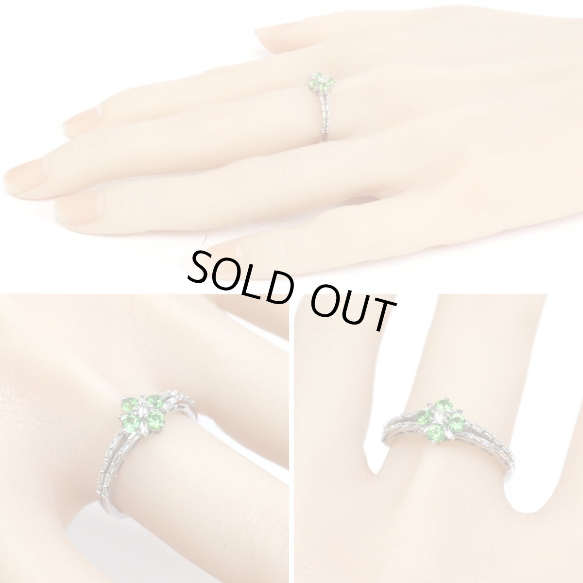 画像9: K18WGデマントイドガーネットダイヤモンドリング DG0.30 D0.18 2.9g #15 (9)