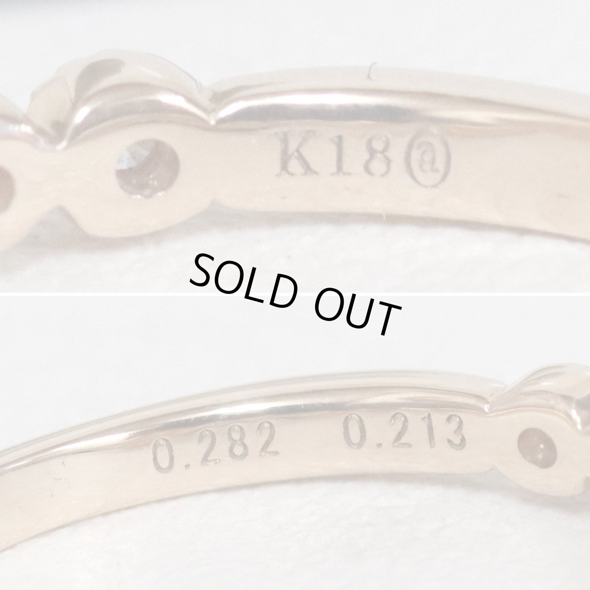 画像7: K18PGダイヤモンドリング D0.282 D0.213 2.4g #9 鑑定書 (7)