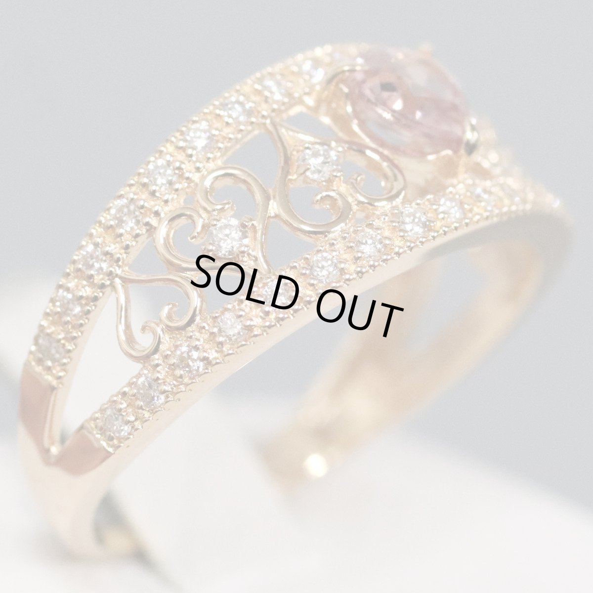 画像2: K18PGピンクサファイアダイヤモンドリング PS0.452 D0.22 3.1g #13 ソーティング (2)