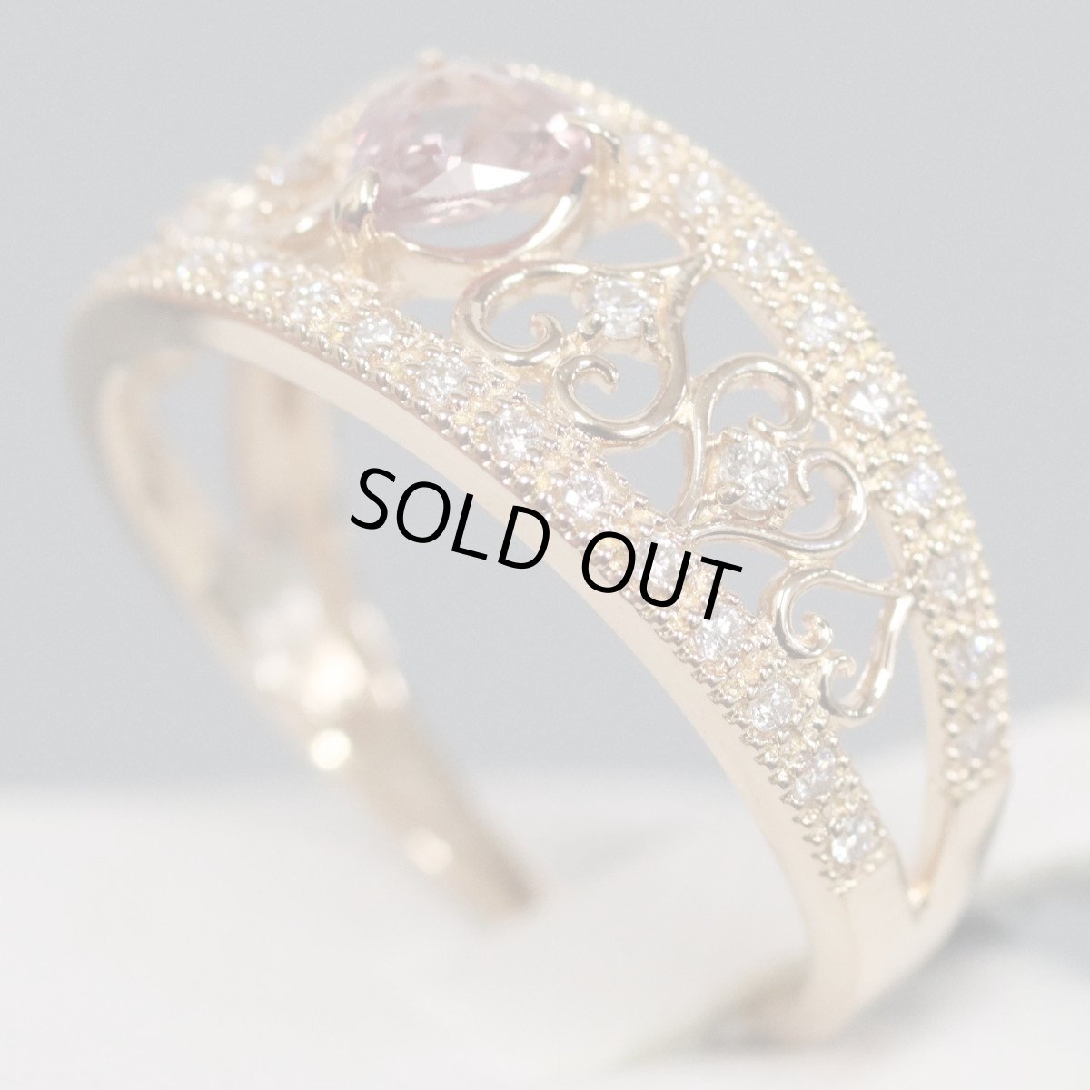 画像3: K18PGピンクサファイアダイヤモンドリング PS0.452 D0.22 3.1g #13 ソーティング (3)