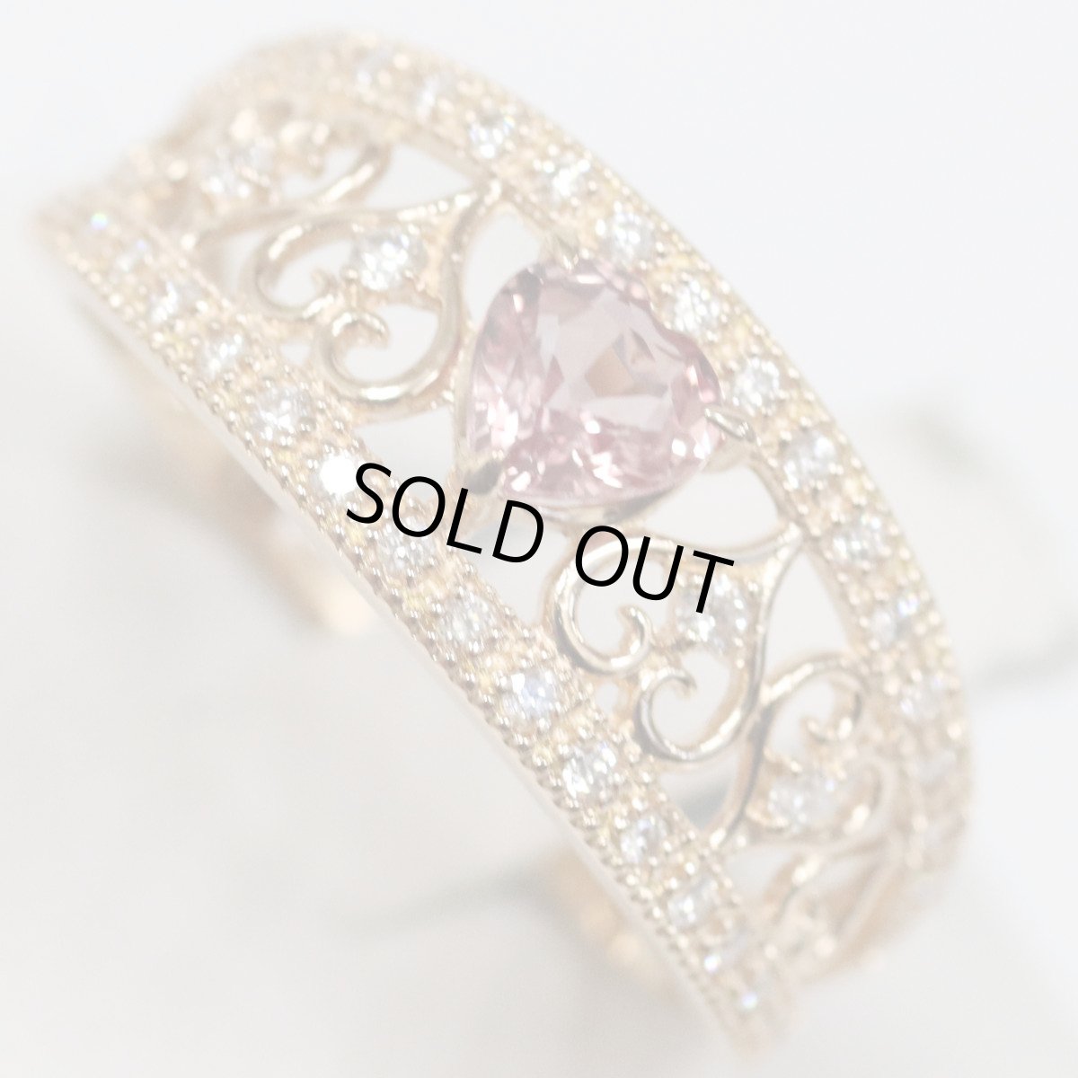 画像4: K18PGピンクサファイアダイヤモンドリング PS0.452 D0.22 3.1g #13 ソーティング (4)