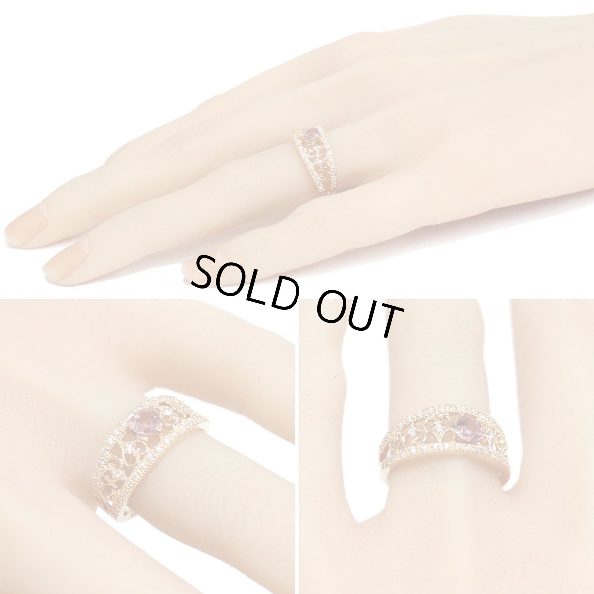 画像9: K18PGピンクサファイアダイヤモンドリング PS0.452 D0.22 3.1g #13 ソーティング (9)