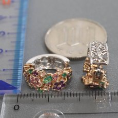 画像10: K18PG/WGマルチカラーストーンイヤリング 0.10 E0.08 SP0.10 S0.08 M0.07 D0.05 6.8g (10)