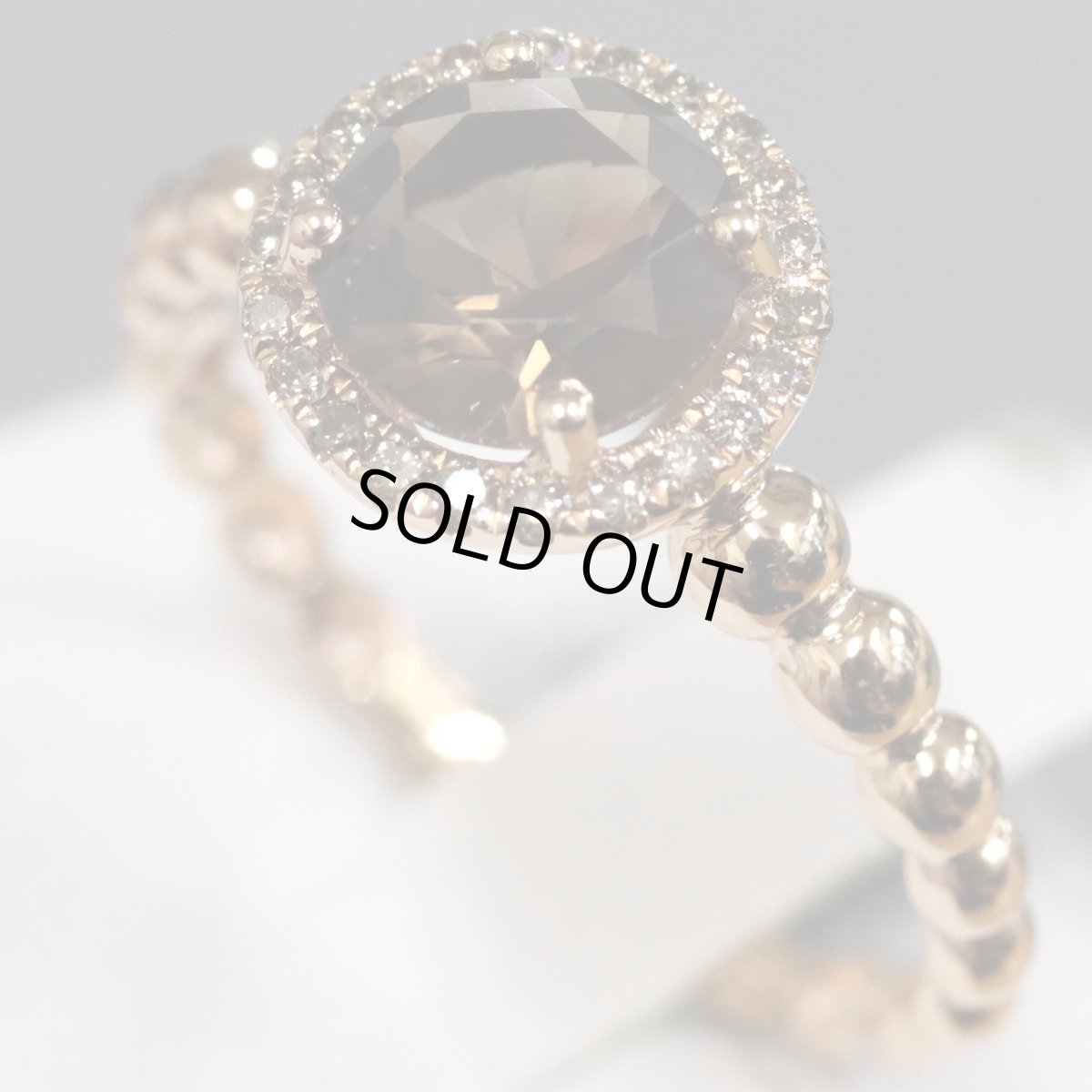 画像2: K18PGスモーキークォーツブラウンダイヤモンドリング 1.02 D0.12 2.3g #12 ソーティング (2)