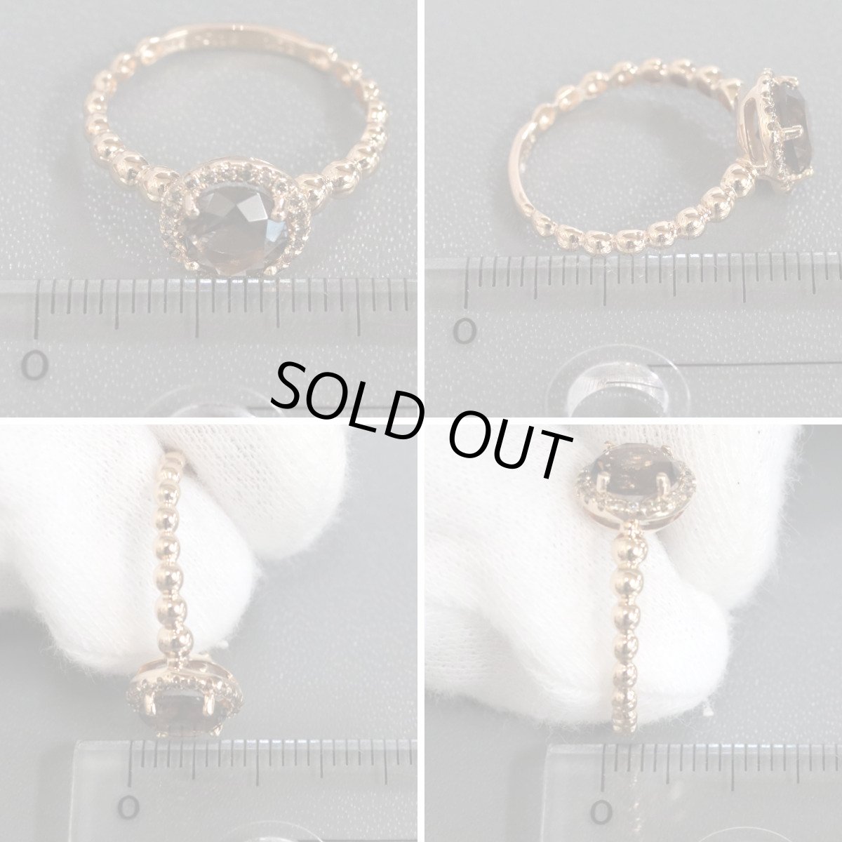 画像8: K18PGスモーキークォーツブラウンダイヤモンドリング 1.02 D0.12 2.3g #12 ソーティング (8)