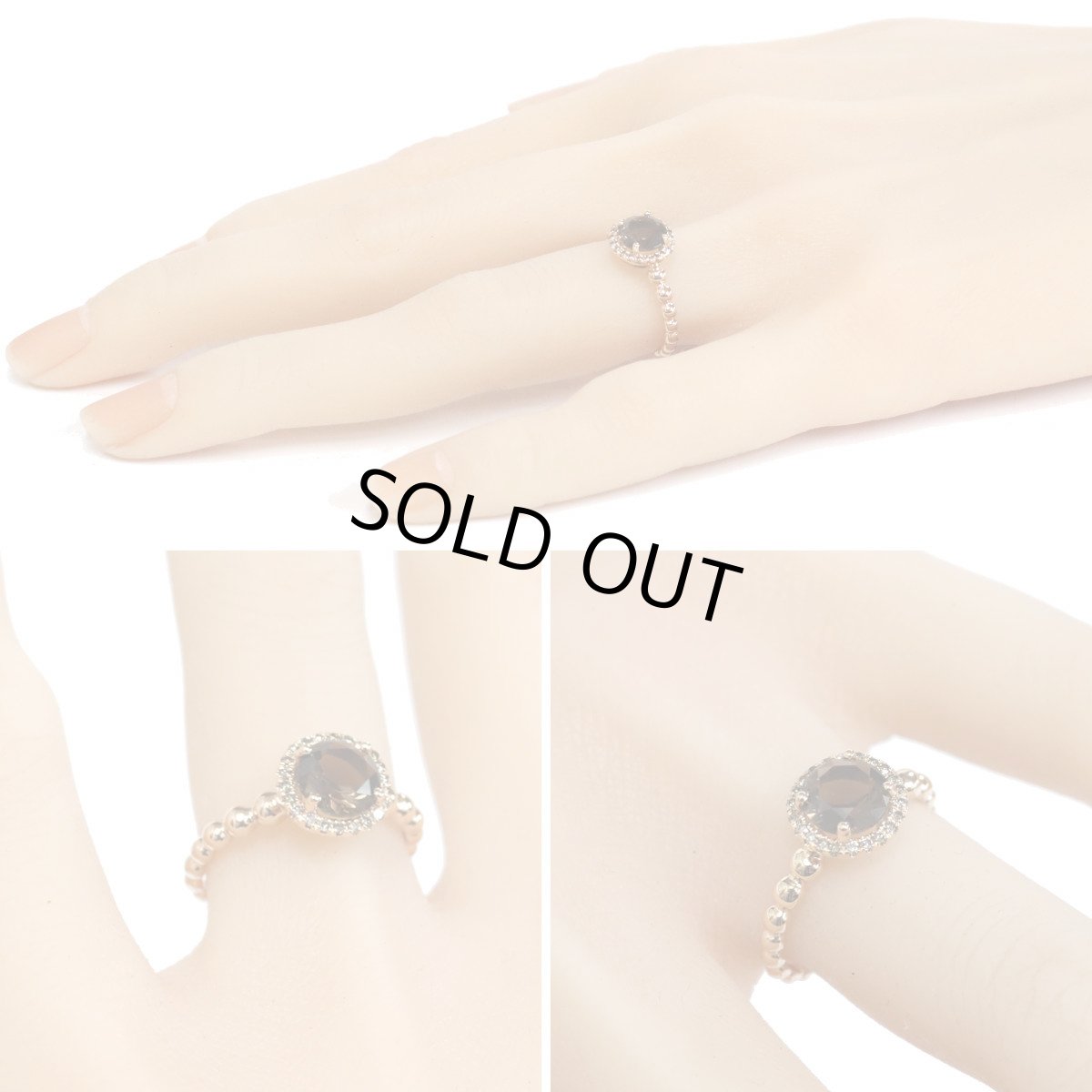 画像9: K18PGスモーキークォーツブラウンダイヤモンドリング 1.02 D0.12 2.3g #12 ソーティング (9)