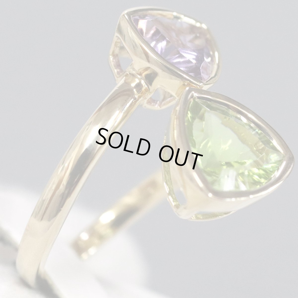 画像3: K18ペリドットアメジストリング Pe2.45 AM1.64 6.5g #12 イエローゴールド (3)