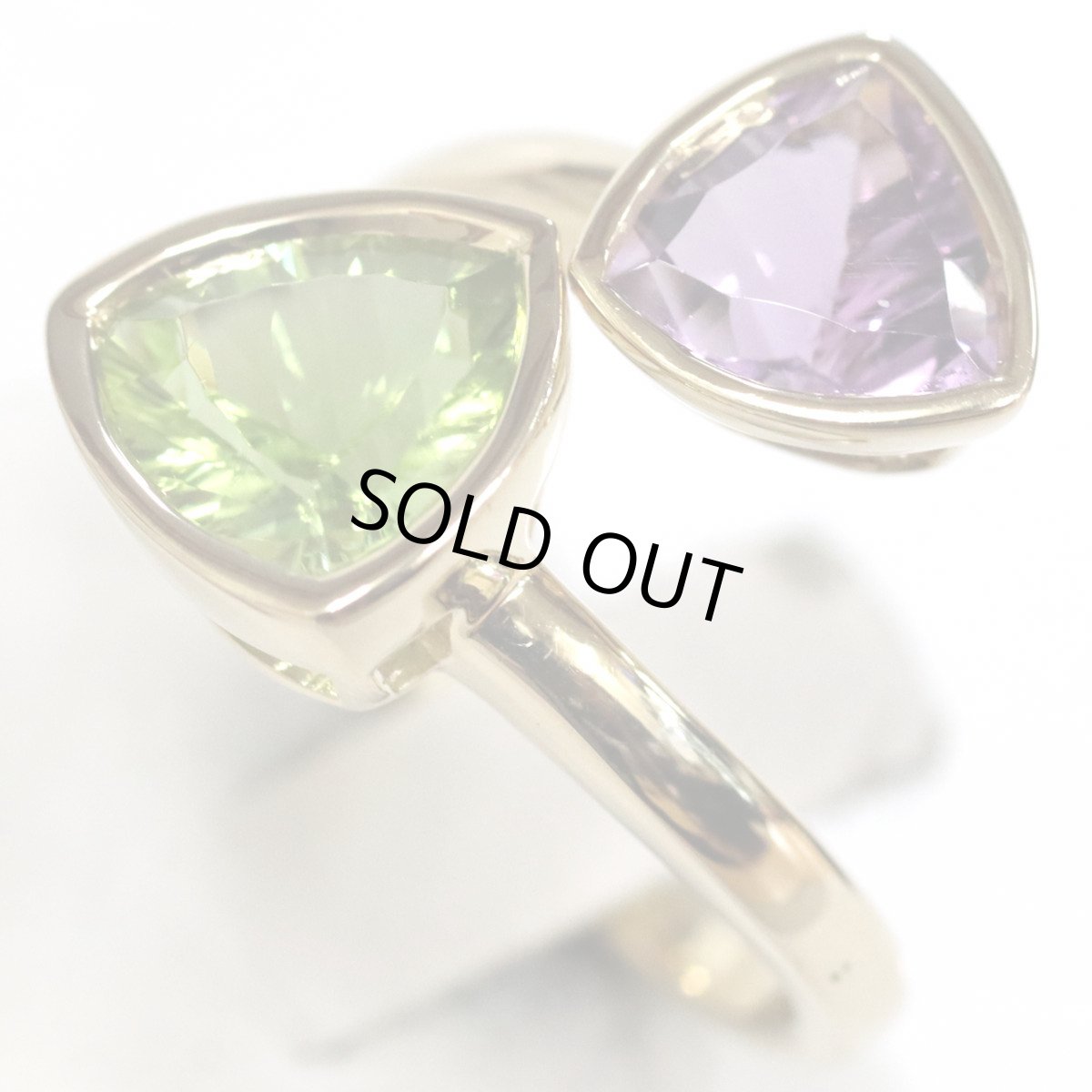 画像4: K18ペリドットアメジストリング Pe2.45 AM1.64 6.5g #12 イエローゴールド (4)