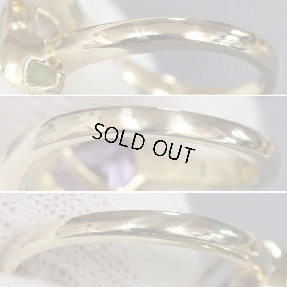 画像6: K18ペリドットアメジストリング Pe2.45 AM1.64 6.5g #12 イエローゴールド (6)