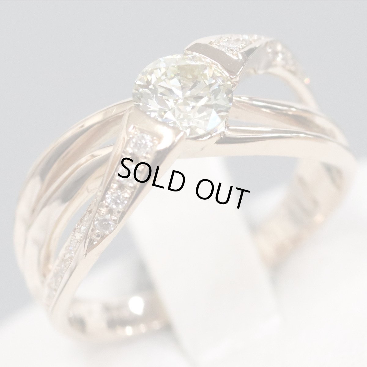 画像1: K18PGダイヤモンドリング D0.546 D0.12 4.1g #11 鑑定書 3EX (1)