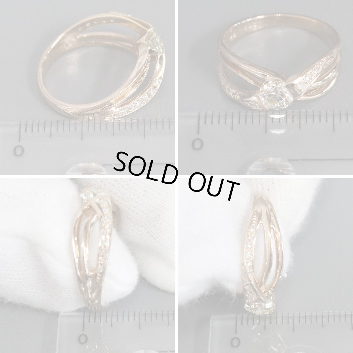 画像8: K18PGダイヤモンドリング D0.546 D0.12 4.1g #11 鑑定書 3EX (8)