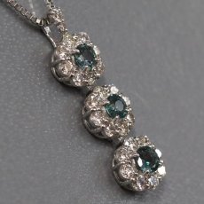 画像2: Pt900/Pt850アレキサンドライトダイヤモンドペンダント A0.33 D0.45 3.7g AJ付45cm (2)