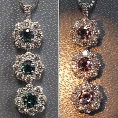 画像4: Pt900/Pt850アレキサンドライトダイヤモンドペンダント A0.33 D0.45 3.7g AJ付45cm (4)