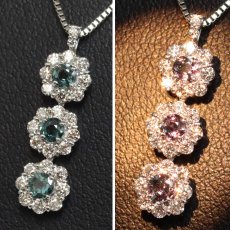 画像7: Pt900/Pt850アレキサンドライトダイヤモンドペンダント A0.33 D0.45 3.7g AJ付45cm (7)