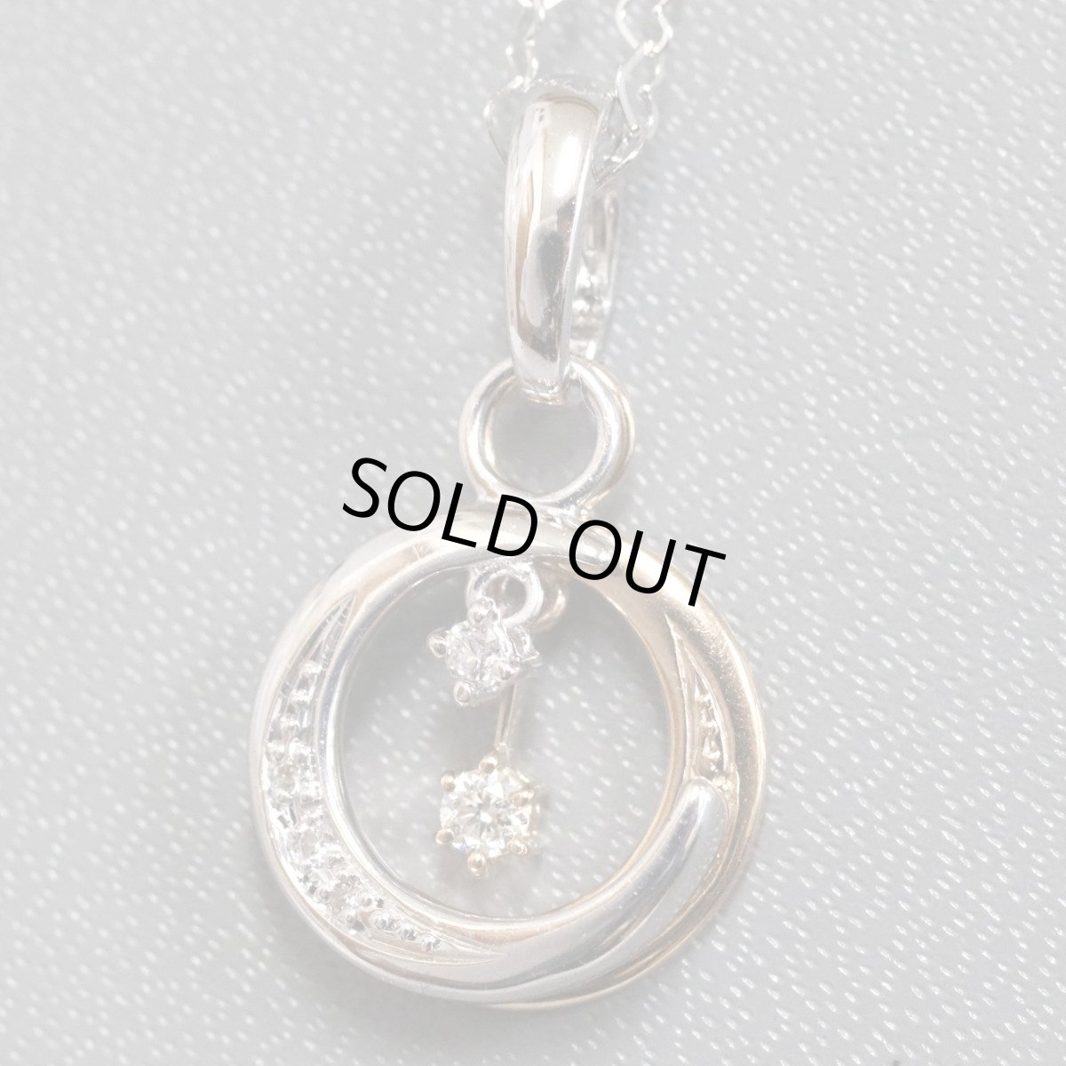 画像1: K18WG/PGダイヤモンドハートチェーンペンダント 月モチーフ D0.07 D0.04 4.2g 44cm (1)