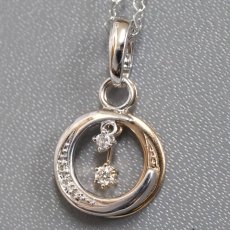 画像1: K18WG/PGダイヤモンドハートチェーンペンダント 月モチーフ D0.07 D0.04 4.2g 44cm (1)